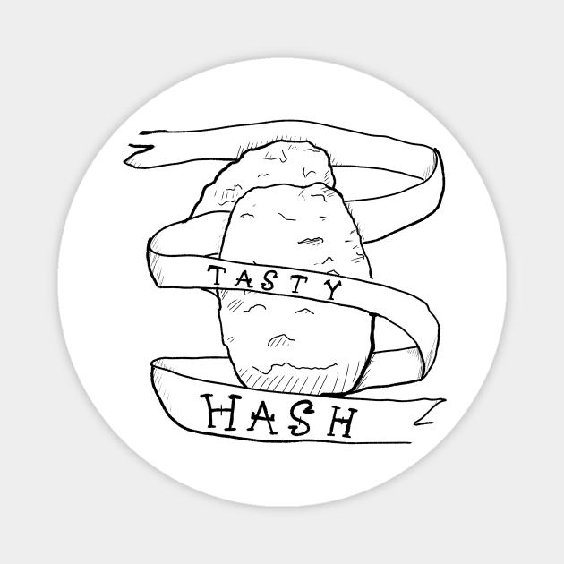 Tasty Hashbrowns B&W linework Magnet by DopamineDumpster